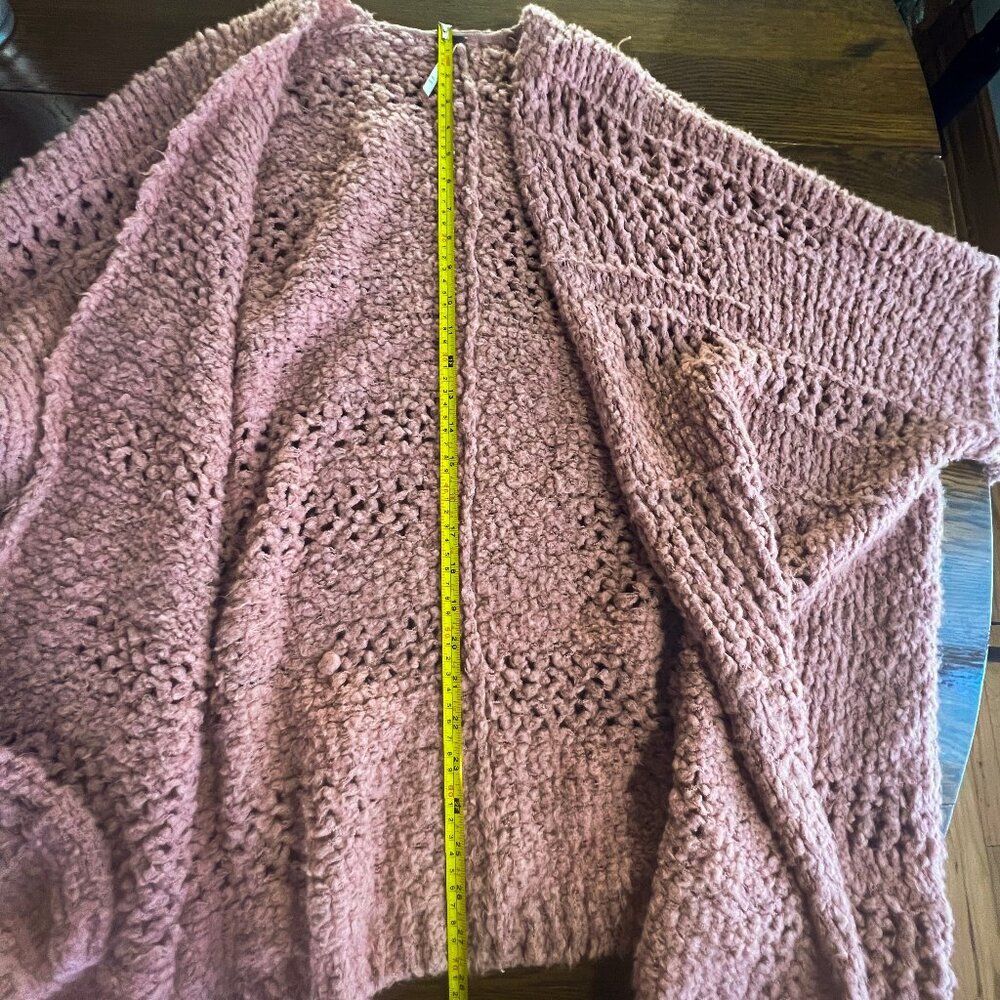Free People Mauve Chunky Wool Blend Knit Cardigan Boho Soft Girl Cottagecore - Picture 7 of 9